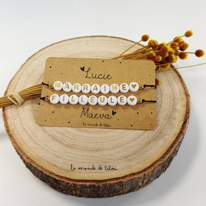 Carte bracelet perles Filleul.e personnalisée