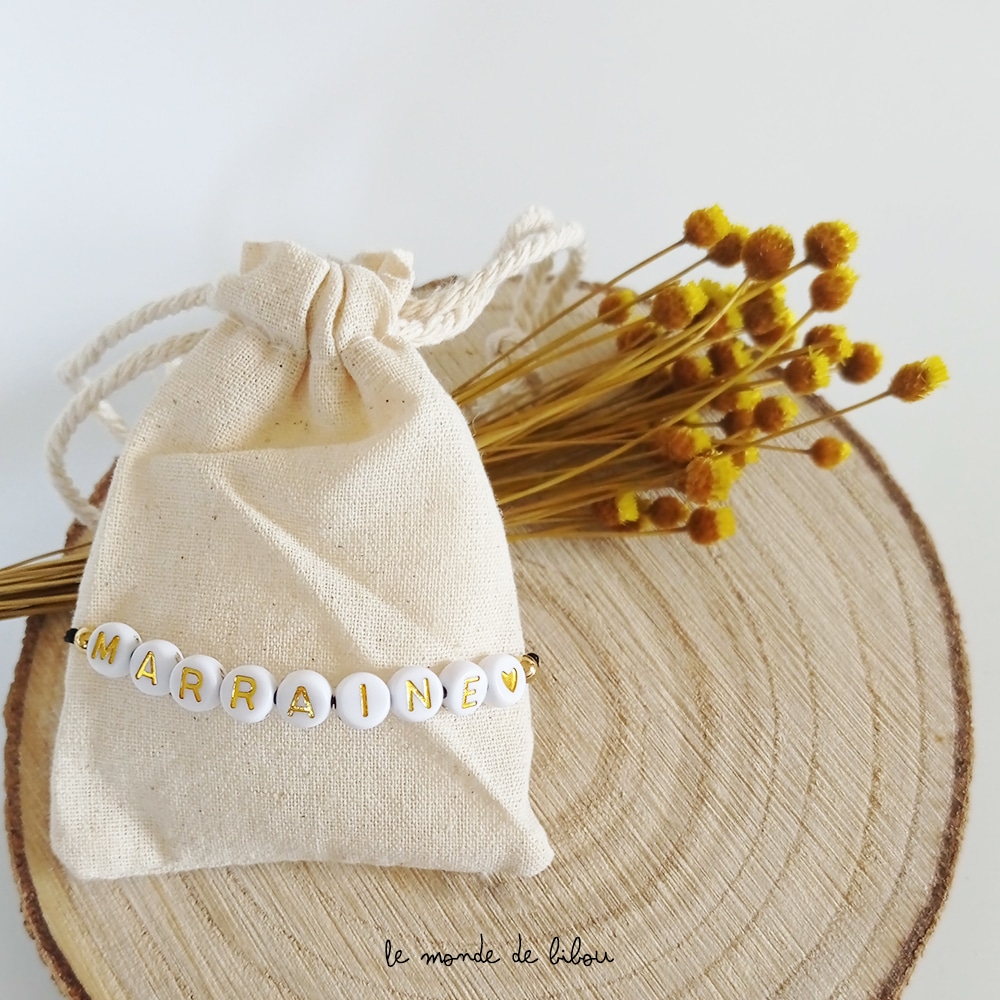 Bracelet Marraine personnalisé couronne feuilles - Aismée