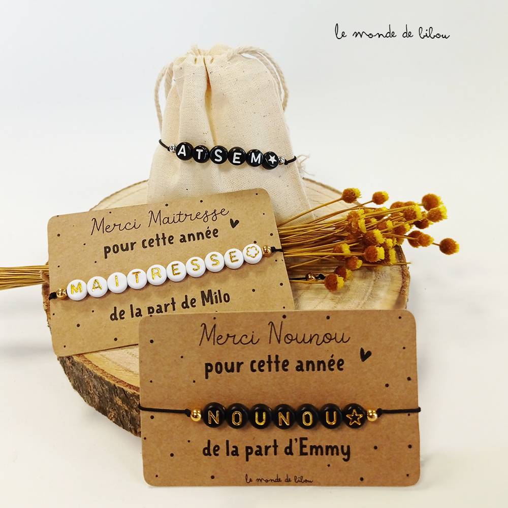 Carte bracelet perles Maîtresse Nounou Atsem