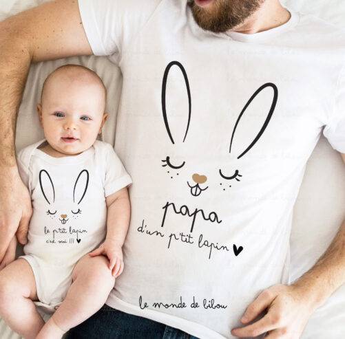 Duo T-shirts papa enfant p'tit lapin