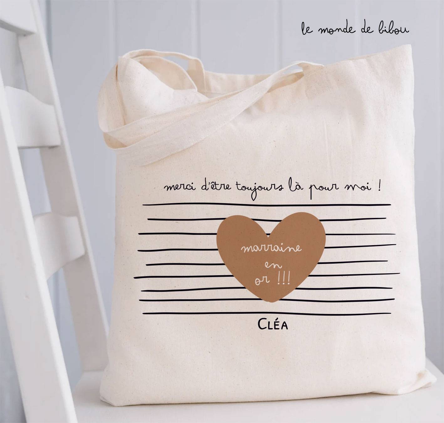 Idée de cadeau pour votre maman : le sac cabas coeur à perso