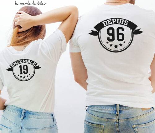 Duo de T-shirts anniversaire couple