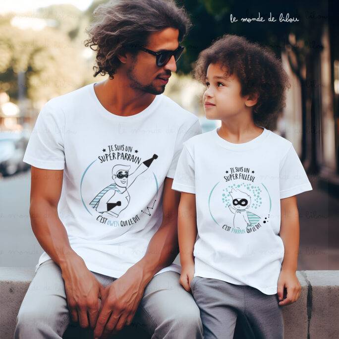Duo T-shirts Parrain Filleul(e) Super héros