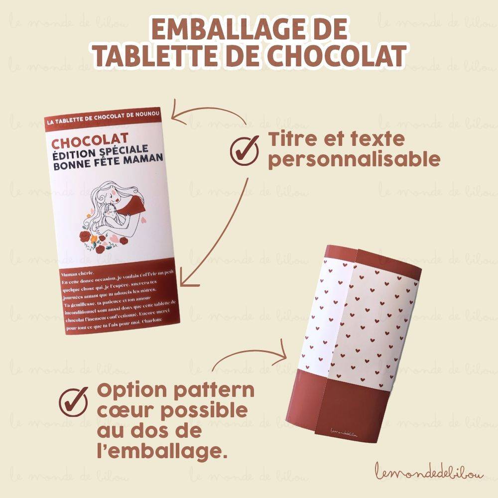 Emballage Tablette de Chocolat personnalisé à télécharger