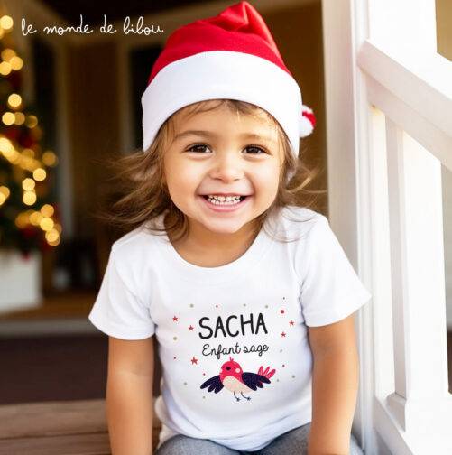 T-Shirt de Noël Enfant sage personnalisable