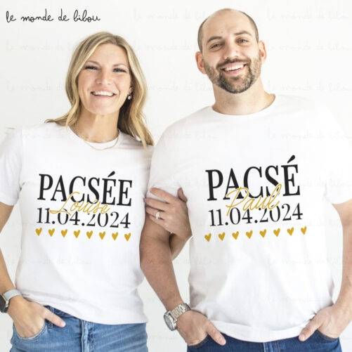 Duo T-shirts personnalisés couple PACS