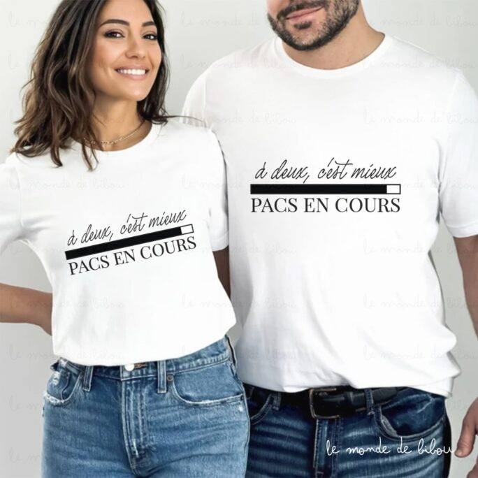 Duo T-shirts personnalisés Pacs en cours
