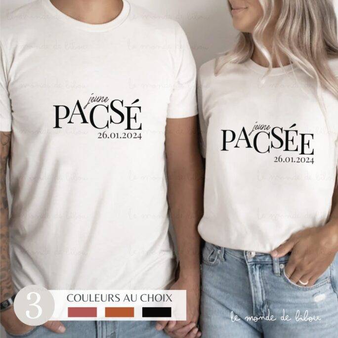 Duo T-shirts personnalisés couple pacsé