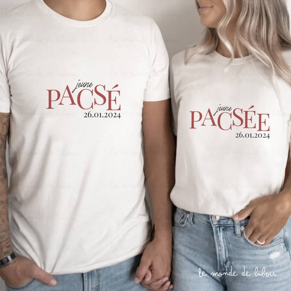 Duo T-shirts personnalisés couple pacsé