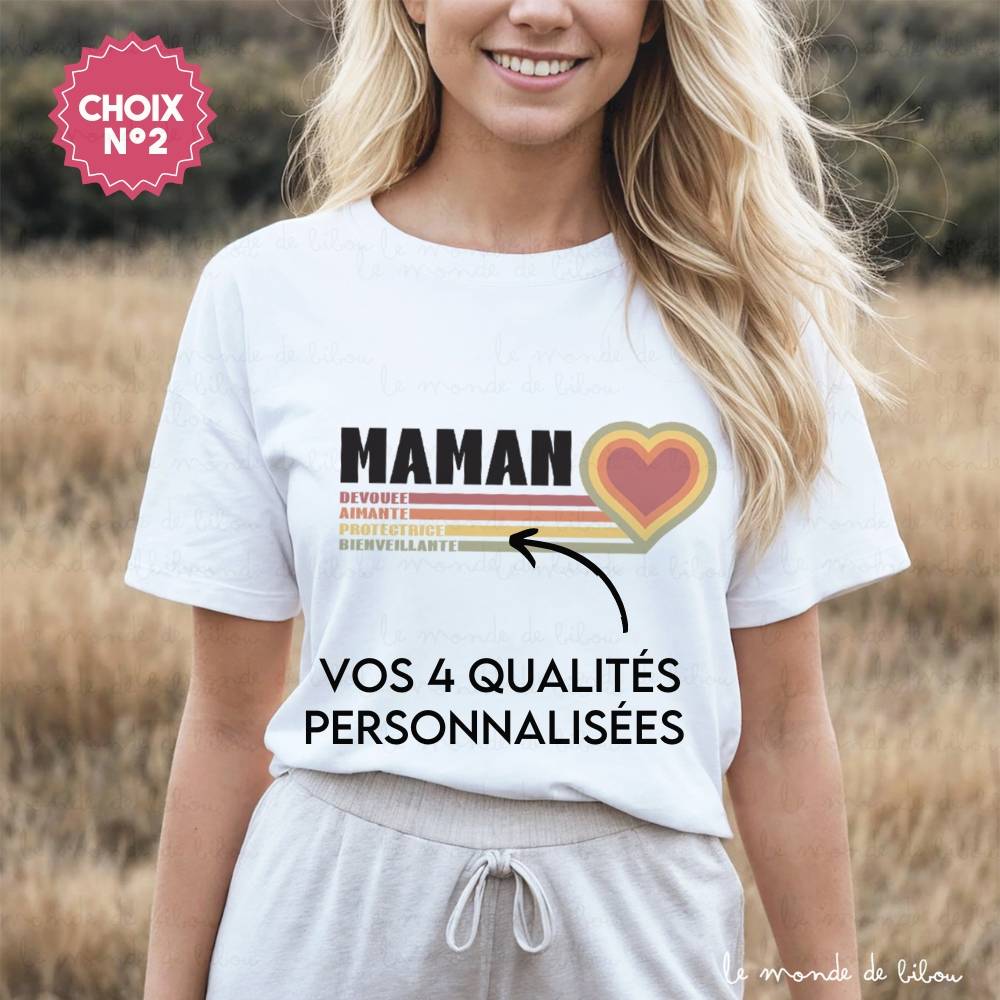 T-shirt Maman en 4 mots personnalisé