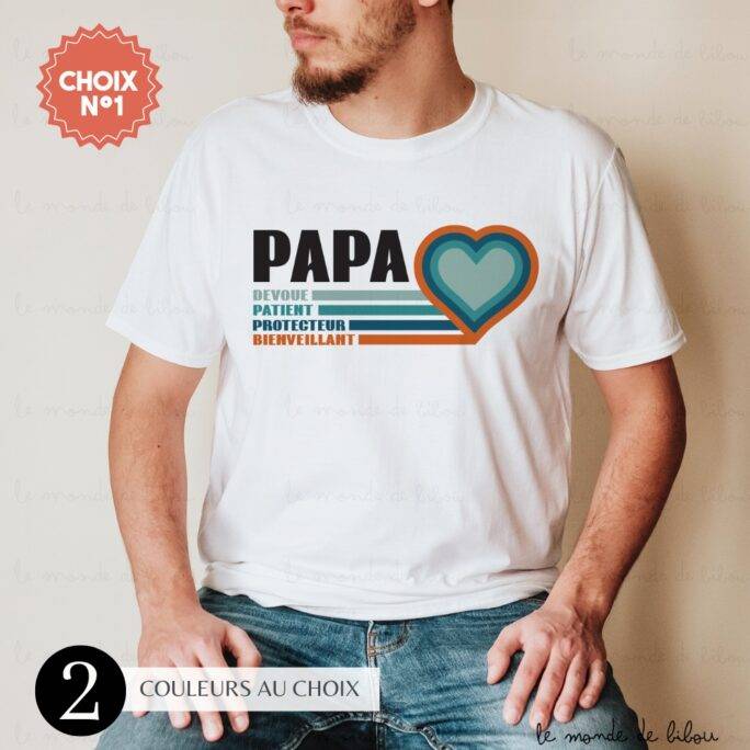 T-shirt Papa en 4 mots personnalisé