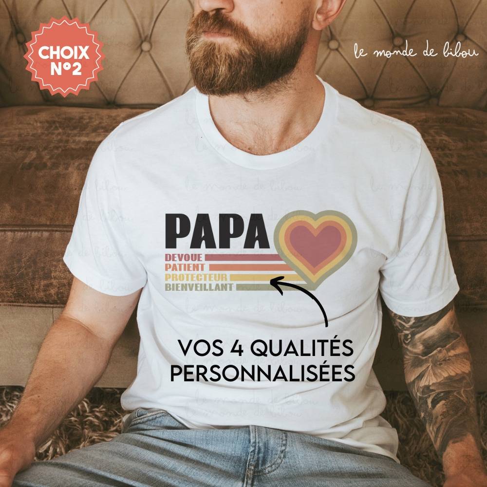 T-shirt Papa en 4 mots personnalisé