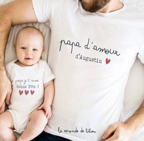Duo T-shirts bonne fête papa d'amour