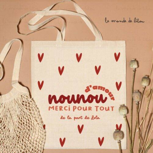 Sac Tote bag personnalisé motif cœur