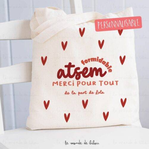 Sac Tote bag personnalisé motif cœur