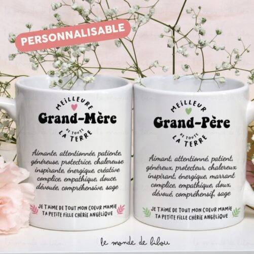 Duo Mugs personnalisés Meilleurs Mamie et Papy