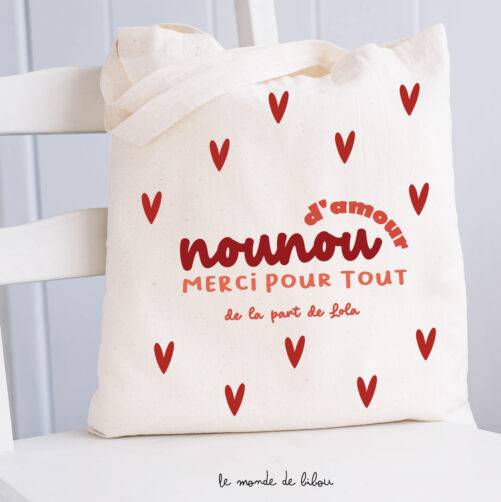 Sac Tote bag personnalisé motif cœur