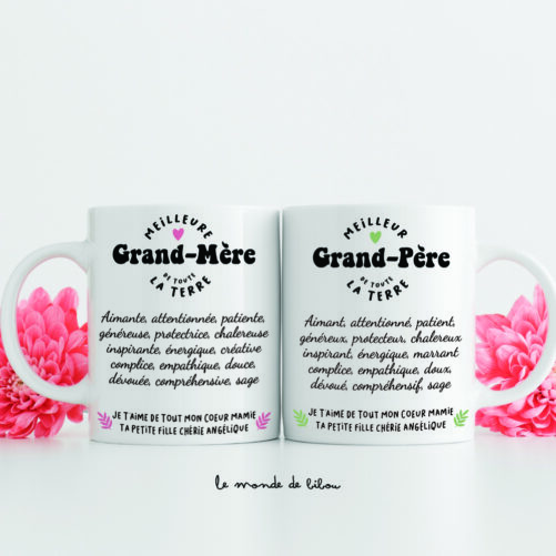 Duo Mugs personnalisés Meilleurs Mamie et Papy