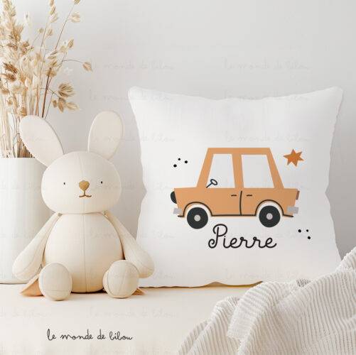 Coussin personnalisé maternelle voiture