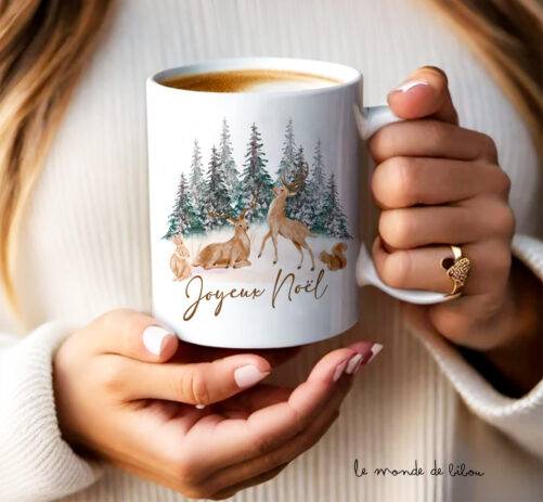 Mug Personnalisable Noël - Cerfs et Ambiance Hivernale